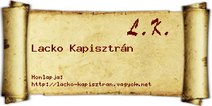 Lacko Kapisztrán névjegykártya